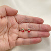 Oro Laminado Stud Earring, Gold Filled Style Ladybug Design, Red Enamel Finish, Golden Finish, 02.02.0501