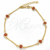 Oro Laminado Basic Bracelet, Gold Filled Style Paperclip Design, with Brown Goldstone Venturina, Polished, Golden Finish, 03.02.0091.07 (01 MM Thickness, 7 Inches Length)