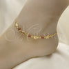Oro Laminado Basic Anklet, Gold Filled Style Elephant and Curb Design, with Brown Goldstone Venturina, Polished, Golden Finish, 03.02.0094.10 (01 MM Thickness, 10 Inches Length)
