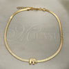 Oro Laminado Basic Anklet, Gold Filled Style Elephant and Herringbone Design, Polished, Golden Finish, 03.02.0096.10 (02 MM Thickness, 10 Inches Length)