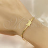 Oro Laminado Basic Bracelet, Gold Filled Style Herringbone and Butterfly Design, Polished, Golden Finish, 03.02.0098.07 (02 MM Thickness, 7 Inches Length)