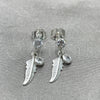Sterling Silver Dangle Earring, Leaf Design, with White Cubic Zirconia, Polished, Silver Finish, 02.401.0071