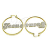 Oro Laminado Medium Hoop, Gold Filled Style Nameplate Design, Polished, Golden Finish, 02.213.0446.40
