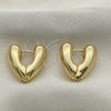 Oro Laminado Huggie Hoop, Gold Filled Style Heart Design, Polished, Golden Finish, 02.213.0447