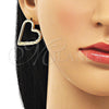 Oro Laminado Stud Earring, Gold Filled Style Heart Design, Polished, Golden Finish, 02.213.0451