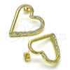 Oro Laminado Stud Earring, Gold Filled Style Heart Design, Polished, Golden Finish, 02.213.0451