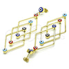 Oro Laminado Long Earring, Gold Filled Style Evil Eye Design, Multicolor Enamel Finish, Golden Finish, 02.213.0454.1