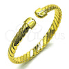 Oro Laminado Individual Bangle, Gold Filled Style Twist Design, Diamond Cutting Finish, Golden Finish, 07.341.0048 (07 MM Thickness, One size fits all)