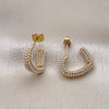 Oro Laminado Stud Earring, Gold Filled Style Heart Design, with Ivory Pearl, Polished, Golden Finish, 02.379.0028