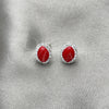 Sterling Silver Stud Earring, with White Cubic Zirconia and Orange Red Pearl, Polished, Silver Finish, 02.399.0037.1