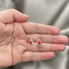 Sterling Silver Stud Earring, with White Cubic Zirconia and Orange Red Pearl, Polished, Silver Finish, 02.399.0035.1
