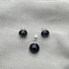 Sterling Silver Earring and Pendant Adult Set, with Green Pearl, Polished, Silver Finish, 10.392.0004