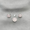 Sterling Silver Earring and Pendant Adult Set, with Rose Opal, Polished, Silver Finish, 10.392.0005