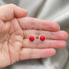 Sterling Silver Stud Earring, with Orange Red Pearl, Polished, Silver Finish, 02.399.0047