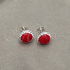 Sterling Silver Stud Earring, with Orange Red Pearl, Polished, Silver Finish, 02.399.0047