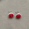 Sterling Silver Stud Earring, with Orange Red Pearl, Polished, Silver Finish, 02.399.0047