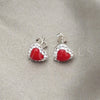 Sterling Silver Stud Earring, with Orange Red Pearl, Polished, Silver Finish, 02.399.0049