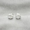 Sterling Silver Stud Earring, Flower Design, Polished, Silver Finish, 02.407.0014