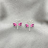 Sterling Silver Stud Earring, Dragon-Fly Design, Pink Enamel Finish, Silver Finish, 02.406.0002.02