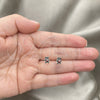 Sterling Silver Stud Earring, Teddy Bear Design, Black Enamel Finish, Silver Finish, 02.406.0004.03