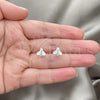 Sterling Silver Stud Earring, Bee Design, White Enamel Finish, Silver Finish, 02.406.0006.01