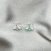Sterling Silver Stud Earring, Bee Design, White Enamel Finish, Silver Finish, 02.406.0006.01