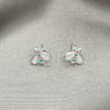 Sterling Silver Stud Earring, Bee Design, White Enamel Finish, Silver Finish, 02.406.0006.01