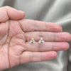 Sterling Silver Stud Earring, Bee Design, Pink Enamel Finish, Silver Finish, 02.406.0006.02