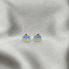 Sterling Silver Stud Earring, Cupcake Design, Azul claro Enamel Finish, Silver Finish, 02.406.0009.02