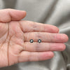 Sterling Silver Stud Earring, Flower Design, with Black Crystal, Polished, Silver Finish, 02.406.0013.03