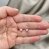 Sterling Silver Stud Earring, Flower Design, with Garnet Crystal, Polished, Silver Finish, 02.406.0014.01
