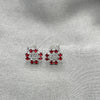 Sterling Silver Stud Earring, Flower Design, with Garnet Crystal, Polished, Silver Finish, 02.406.0014.01