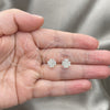 Sterling Silver Stud Earring, Flower Design, with White Crystal, Polished, Silver Finish, 02.406.0014.03