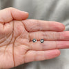 Sterling Silver Stud Earring, Flower Design, with Black Crystal, Polished, Silver Finish, 02.406.0015.01