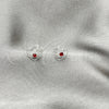 Sterling Silver Stud Earring, Heart Design, with Garnet Crystal, Polished, Silver Finish, 02.406.0022