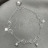 Sterling Silver Charm Bracelet, Star Design, Polished, Silver Finish, 03.409.0009.07 (7 Inches Length)