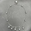 Sterling Silver Charm Bracelet, Star Design, Polished, Silver Finish, 03.409.0012.07 (7 Inches Length)