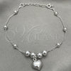Sterling Silver Charm Bracelet, Heart Design, Polished, Silver Finish, 03.407.0005.07 (7 Inches Length)