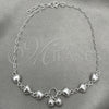 Sterling Silver Charm Anklet , Heart Design, Polished, Silver Finish, 03.407.0006.10 (10 Inches Length)