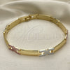 Oro Laminado Solid Bracelet, Gold Filled Style Polished, Tricolor, 03.102.0051.08 (07 MM Thickness, 8 Inches Length)