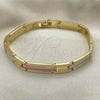 Oro Laminado Solid Bracelet, Gold Filled Style Polished, Tricolor, 03.102.0053.08 (07 MM Thickness, 8 Inches Length)