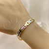 Oro Laminado Solid Bracelet, Gold Filled Style Polished, Tricolor, 03.102.0054.08 (08 MM Thickness, 8 Inches Length)