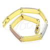 Oro Laminado Solid Bracelet, Gold Filled Style Polished, Tricolor, 03.102.0059.08 (07 MM Thickness, 8 Inches Length)