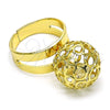 Oro Laminado Elegant Ring, Gold Filled Style Ball and Filigree Design, with White Crystal, Polished, Golden Finish, 01.383.0003 (One size fits all)