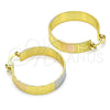 Oro Laminado Medium Hoop, Gold Filled Style Greek Key Design, Polished, Tricolor, 02.170.0411.30