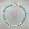 Sterling Silver Fancy Bracelet, Ball Design, with Light Turquoise Crystal, Polished, Silver Finish, 03.401.0060.07 (7 Inches Length)