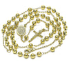 Oro Laminado Medium Rosary, Gold Filled Style Guadalupe and Crucifix Design, Polished, Golden Finish, 09.213.0042.26