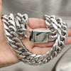 Stainless Steel Basic Necklace, Curb Design, Polished, Steel Finish, 04.257.0003.28 (20 MM Thickness, 28 Inches Length)