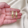 Oro Laminado Medium Hoop, Gold Filled Style Diamond Cutting Finish, Golden Finish, 02.213.0464.25
