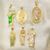 18 Large San Judas Pendants in Oro Laminado Assorted ($5.55 each) for $100 Gold Layered